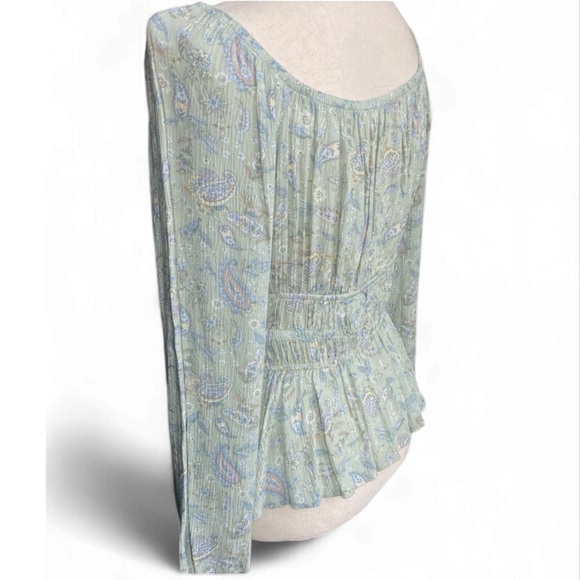 WILD SKYE Green Paisley Blouse boho size small - Picture 2 of 8
